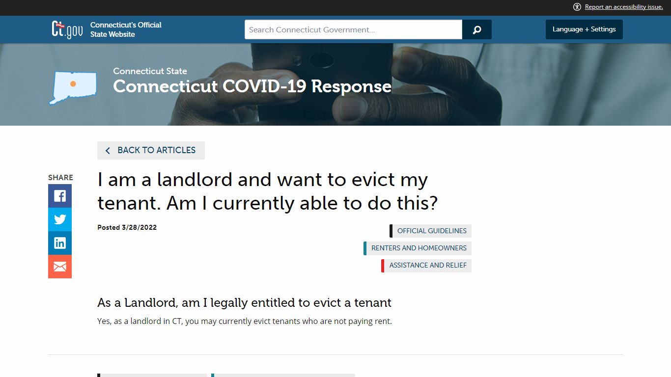 Tenants and eviction - CT.GOV-Connecticut's Official State Website